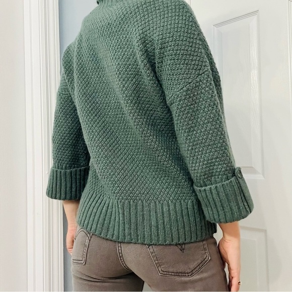 Talbots Sweater Chunky Green Turtleneck Wool Alpaca Knit Fall Size Medium Petite - Picture 3 of 7